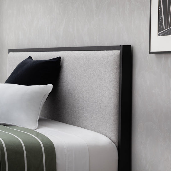 English Elm Edenbrook Metal Platform Bed with Upholstered Headboard, Gray King — 800lb Slat Support, Easy Assembly B350P394801