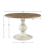 Madison Park Lexi Farm House 46" Round Pedestal Dining Table MP121-0772 Reclaimed Walnut/Antique Cream