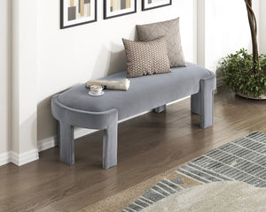 English Elm Stylish Upholstered Bench with Velvet Foam Cushion, Sturdy Plywood Frame, 300lb Capacity, Modern Entryway Seat Gray 51.5 L x 11 W x 21.5 H B011P361966