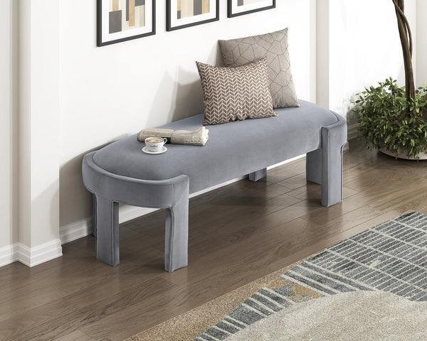 English Elm Stylish Upholstered Bench with Velvet Foam Cushion, Sturdy Plywood Frame, 300lb Capacity, Modern Entryway Seat Gray 51.5 L x 11 W x 21.5 H B011P361966