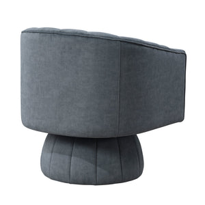 English Elm Dark Gray Velvet Swivel Barrel Chair with Channel Stitching, 360° Comfort, High-Density Foam, 300lb Capacity B011P329258