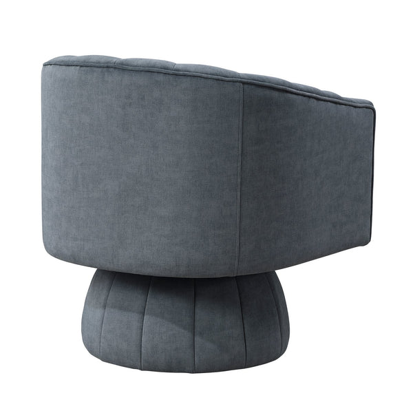 English Elm Dark Gray Velvet Swivel Barrel Chair with Channel Stitching, 360° Comfort, High-Density Foam, 300lb Capacity B011P329258
