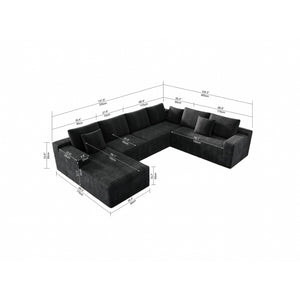 English Elm 131.9*104.3"Modular Sectional Sofa - Plush Upholstered Couch For Living Room, Bedroom, & Apartments W3819S00014