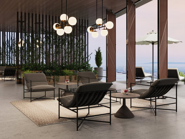 Sunpan Adonis Concrete Coffee Table - Bold Modern Design, Round Grey Top, Perfect for Indoor & Outdoor Use