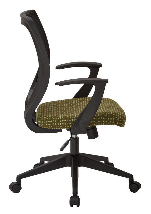 OSP Home Furnishings Screen Back Mesh Task Chair with Lumbar Support and T Arms for Home Office Use Herb EM51022N-K103