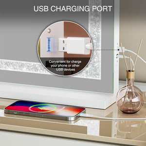 English Elm Vanity Mirror With Lights - 31.5" X 22.8" Hd Makeup Mirror, 3 Color Modes, 10X Magnification & Usb Charging W3660P373025-GIGA