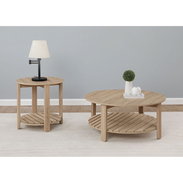 English Elm Altos Natural Round End Table With Slatted Shelf - Stylish Engineered Wood For Living Room & Patio B062P299831