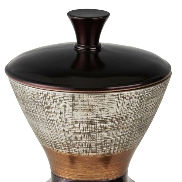 English Elm 10" Polyresin Naomi Jewelry Box Espresso - Egyptian Motif, Modern Top Handle, Hex Pedestal Base B072116371