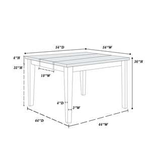 English Elm Contemporary Rectangular Dining Table Set 7pc with 18" Expandable Leaf, Faux Leather Chairs, Warm Finish Walnut 58 L x 58 W x 8 H B011S01094