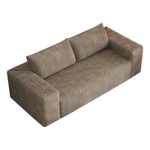 English Elm 78.8" Corduroy Three Seat Sofa Deep Cushioned Low Profile Couch for Modern Living Rooms Camel W2824P409860