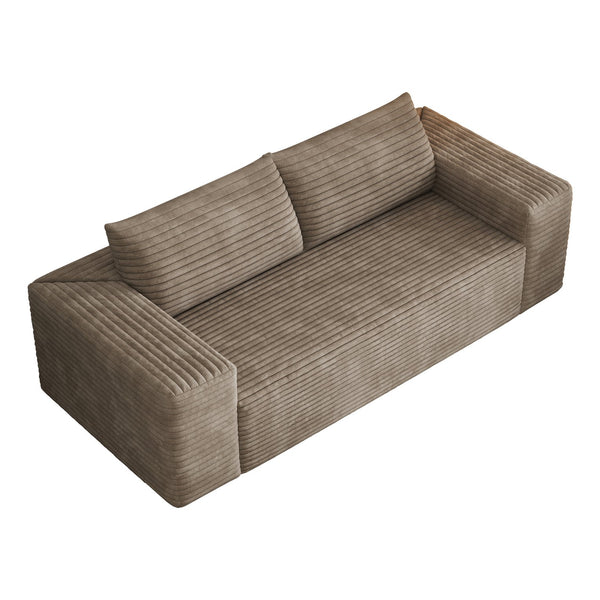 English Elm 78.8" Corduroy Three Seat Sofa Deep Cushioned Low Profile Couch for Modern Living Rooms Camel W2824P409860