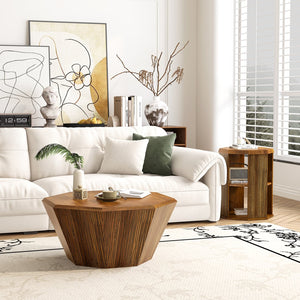 English Elm 31.5 Octagonal Black Rubber Wood Coffee Tables Set of Two – Stylish Living Room Accent, 110lb Capacity Natural W757P203143