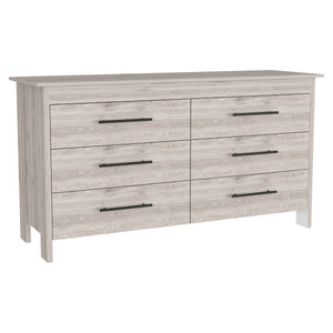 English Elm Paris Six Drawer Double Dresser with Leg Base Melamine Top for Modern Bedroom B097P496270