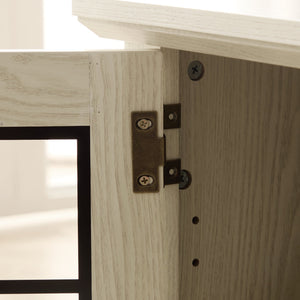 English Elm 58" Modern TV Stand with 18" Electric Fireplace, Faux Stone Mantel, Ample Storage & Cable Management for Living Room Comfort and Style White W2275S00025