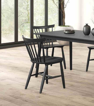 English Elm Mid-Century Upholstered Side Chair Pair with Rubberwood Frame, Curved Backrest and Cozy Seat Cushioning Black 23 L x 23 W x 28 H B2741P406731