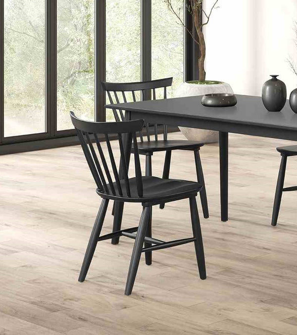 English Elm Mid-Century Upholstered Side Chair Pair with Rubberwood Frame, Curved Backrest and Cozy Seat Cushioning Black 23 L x 23 W x 28 H B2741P406731