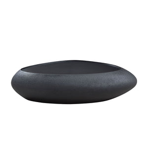 English Elm 47.24''fiberglass Oval Coffee Table Faux Stone Finish Sculptural Low Profile Living Room Black W2582P431158
