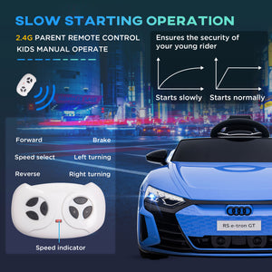 English Elm Aosom Licensed Audi 12v Electric Ride on Toy Car with Remote Suspension and Lights Blue W2225P229676