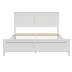 English Elm Modern Pine Wood Queen Platform Bed Slatted Headboard Tapered Legs Bedroom Frame White BS701P414285K