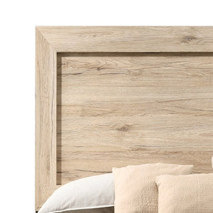 English Elm Miquell Queen Bed with Raised Molding Trim and Tapered Legs, Solid Frame, 660lb Capacity, Low Profile Natural 66 L x 28 W x 7 H B2726P254735