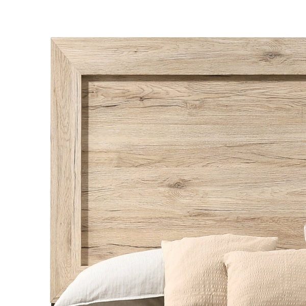 English Elm Miquell Queen Bed with Raised Molding Trim and Tapered Legs, Solid Frame, 660lb Capacity, Low Profile Natural 66 L x 28 W x 7 H B2726P254735