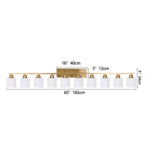 English Elm 65inch Gold Bathroom Light Fixtures Modern Vanity Mirror Light 10-Bulb E26 Milky Glass Wall Sconce Design W2312P374860