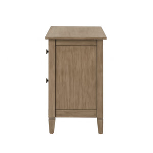 English Elm 2-Drawer Rustic Nightstand with Round Bronze Pulls, Wire-Brushed Warm Gray Finish, Compact Storage B016P356197
