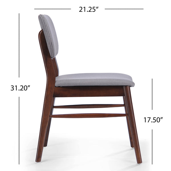 English Elm Christopher Knight Home® - Set Of 2 Mid-Century Dining Chairs - Walnut Frame & Light Gray Upholstery For Timeless Style N759P307029D
