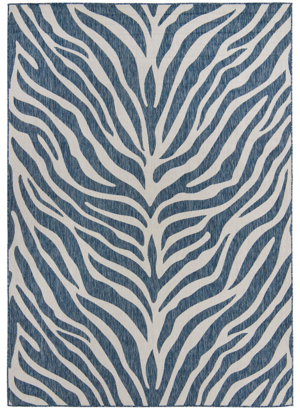 Unique Loom Outdoor Safari Tsavo Machine Made Animal Print Rug Blue, Ivory 7' 10" x 11' 0"
