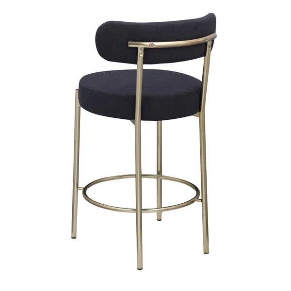 English Elm Woker Modern Sherpa Counter Height Stools Set Of 2 - Chic Upholstered Barstools With Brass Legs W1567P147205-GIGA