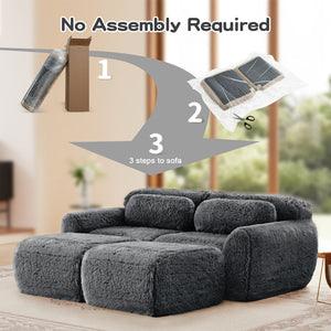 English Elm 80''soft Plush Modular Sectional Sofa with Chaise Deep Seat High Density Foam Living Room Dark Grey W714S01548