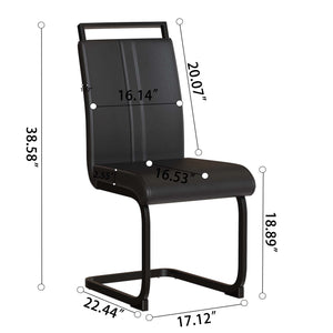 English Elm 63" Modern Industrial Brown Mdf Dining Table & 4 Pu Armless Chairs Set With Black Metal Legs W2189S00663