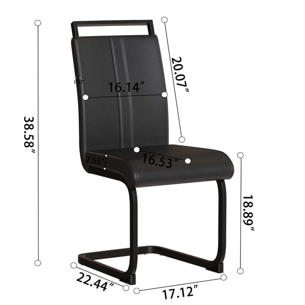 English Elm 63" Modern Industrial Brown Mdf Dining Table & 4 Pu Armless Chairs Set With Black Metal Legs W2189S00663