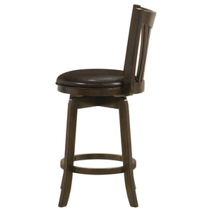 English Elm Decker Swivel Counter Stool in Dark Cherry Wood with Vertical Slat Back and Brown Faux Leather Seat B062P299928