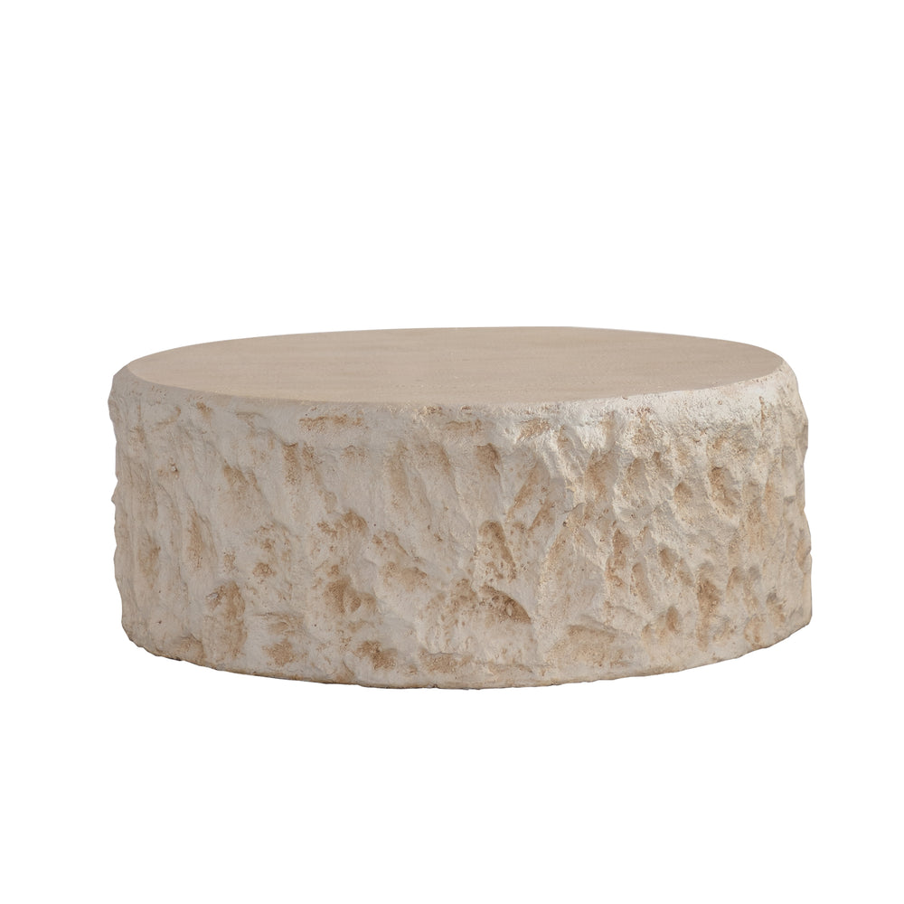 English Elm Mgo Mid-Century Round Coffee Table - Vintage Faux Stone Accent For Living Room & Office Décor W3081P344042