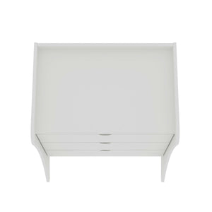 English Elm Coney 28" Nightstand with 3 Spacious Drawers, Curved Side Panels, Durable Painted MDF Finish White B365P398200