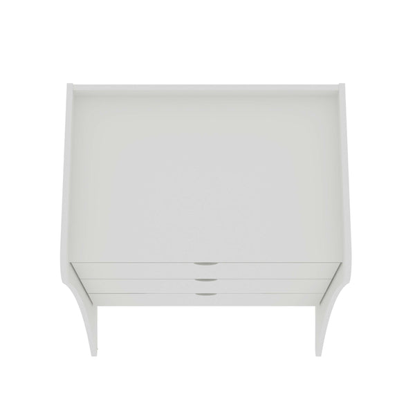 English Elm Coney 28" Nightstand with 3 Spacious Drawers, Curved Side Panels, Durable Painted MDF Finish White B365P398200