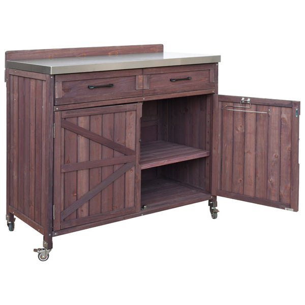 English Elm K&k Outdoor Modular Kitchen Island 2 Piece Fir Wood Stainless Steel Sink Station N707S000024Z
