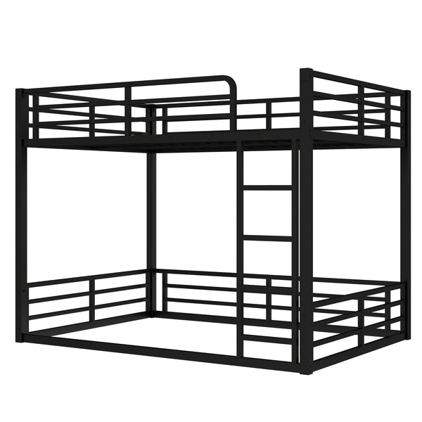 English Elm Metal Full Xl Bunk Bed Frame - Heavy-Duty, Noise-Reduced Design For Kids, Teens & Adults, Black Finish W1580S00159