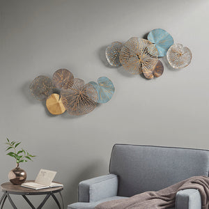 JLA Home Madison Park - Multi-colored Metal Lily Pad Wall Art Set — Two-Piece Coastal Abstract Leaves with Layered Metallic Finish MP167-0357