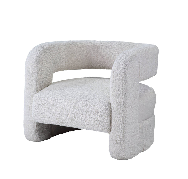 English Elm Yitua White Teddy Sherpa Accent Chair - Cozy Bucket Back, Plush Full-Foam Seat, Modern Durable Frame B2726P251793