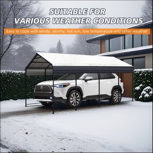 English Elm 12x20 Galvanized Steel Carport Heavy Duty Shelter for Vehicles with Powder Coated Roof W3213S00001