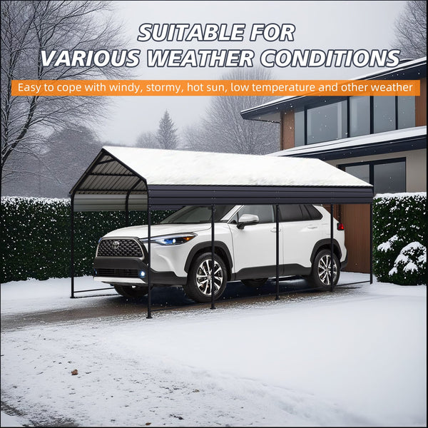 English Elm 12x20 Galvanized Steel Carport Heavy Duty Shelter for Vehicles with Powder Coated Roof W3213S00001
