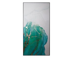 Sunpan BLUE LAGOON Triptych Canvas Set - 30" x 60" Charcoal Frame with Gold Leaf Accents for Elegance A0241