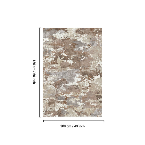 English Elm SPHINX Plush 40x60 Cream-Brown Washable Non-Slip Low-Pile Rug for Indoor Outdoor High-Traffic Areas B186P261387