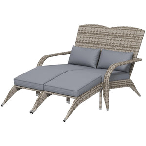 English Elm Outdoor Pe Rattan High Back Lounge Chair with Footstools for Patio Fire Pit Gatherings T3971S00196
