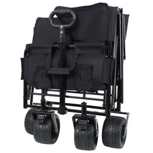 English Elm 3-in-1 Convertible Folding Utility Wagon with Bench Seat Carbon Steel Heavy Duty Black W2932P315006