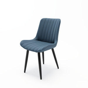 English Elm Set of 2 Armless Pu Leather Dining Chairs Cushioned Seat Brushed Metal Legs Modern Blue W3316P426930