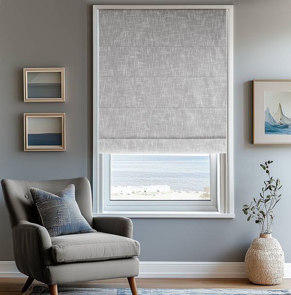 English Elm 1-piece Linen-look Slub Woven Cordless Roman Shade Total Blackout Bedroom Window Panel B035P437523
