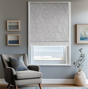 English Elm 1-piece Cordless Roman Shade Linen Look Blackout Polyester Viscose Bedroom Window B035P437524